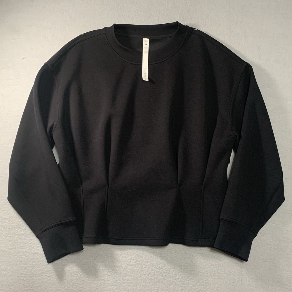 lululemon Gathered Waist Crew Pullover Size12 black - Picture 2 of 10